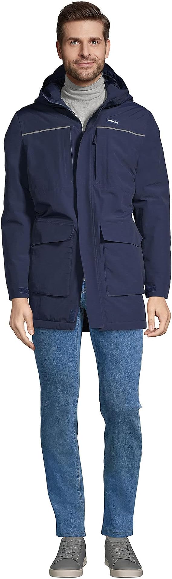 Parka Squall pour homme de Lands' End, bleu marine radieux, taille XXL 