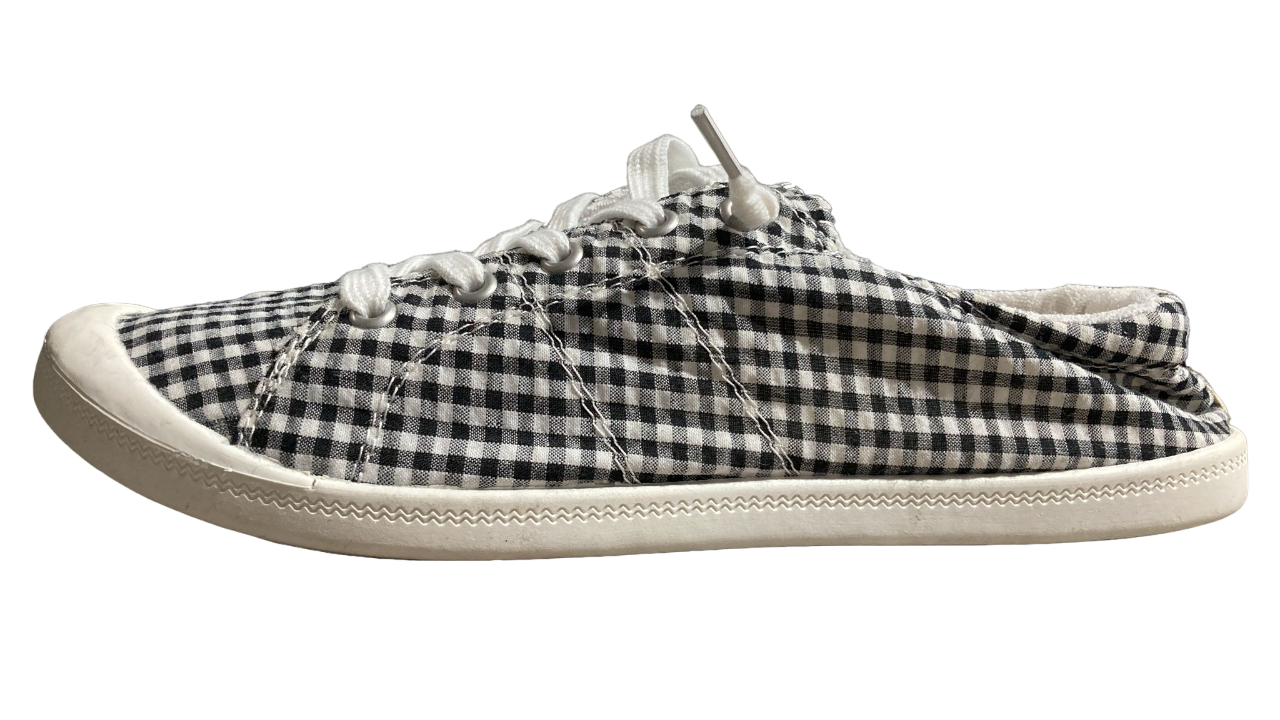 Women's White-Black Check Sneaker