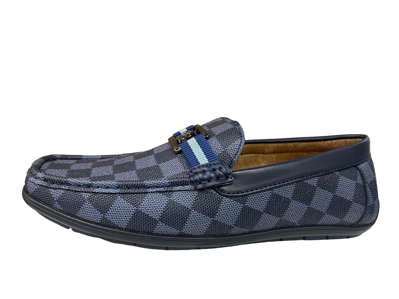 Mocasines de hombre Beverly Hills Polo Club en azul marino y negro a cuadros