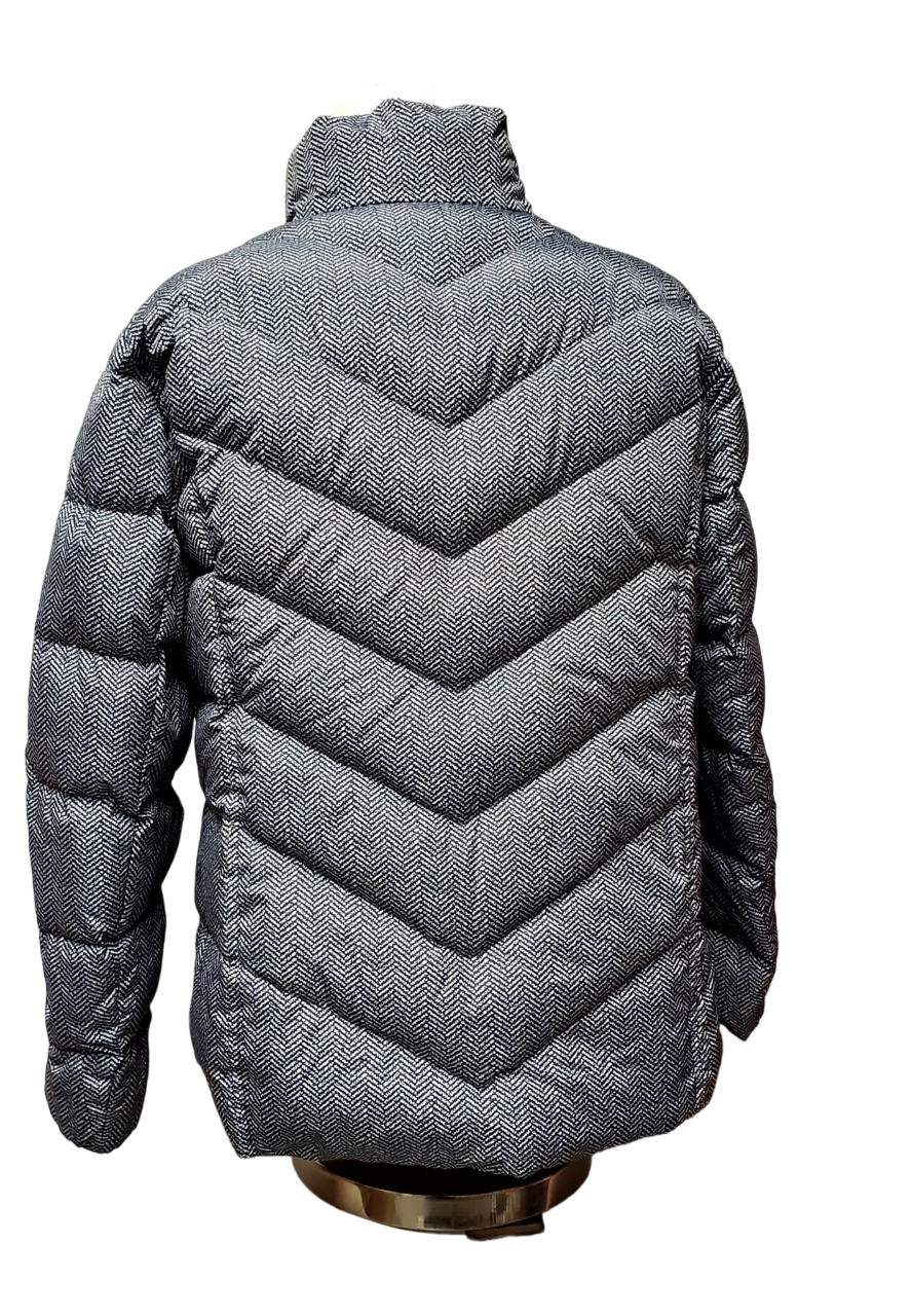 Chaqueta acolchada de plumas para mujer Land End - Diseño en gris y negro