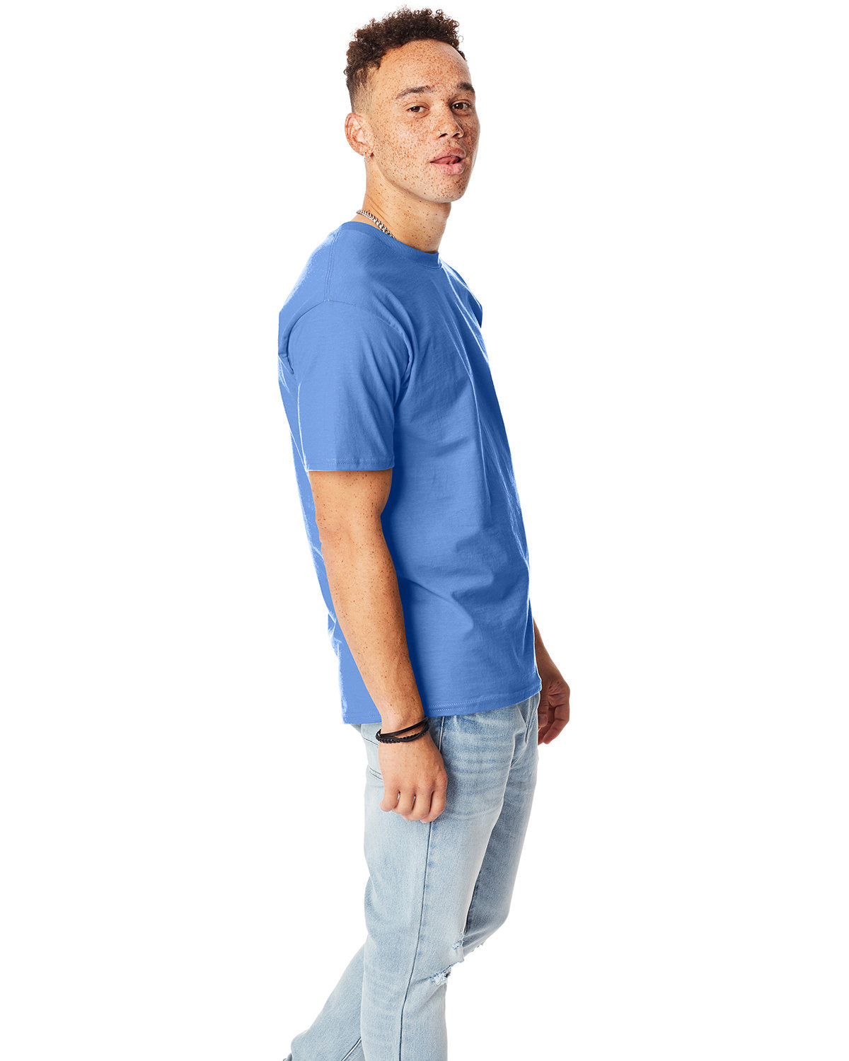 Hanes Men's Beefy Tee Shirts Carolina Blue