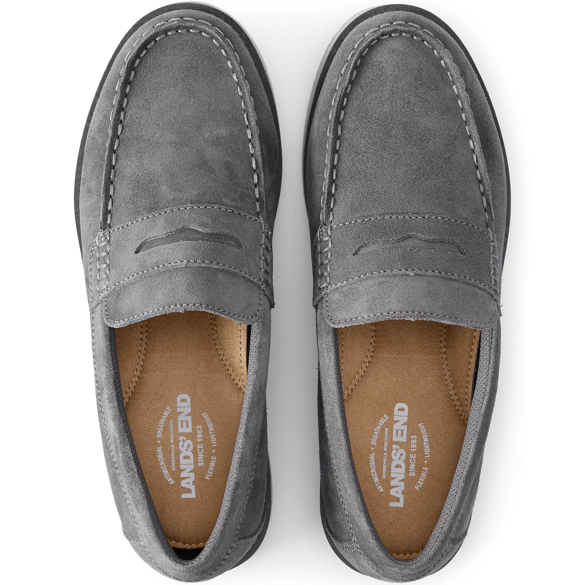 Mocasines casuales de ante cómodos para hombre de Lands' End 520215