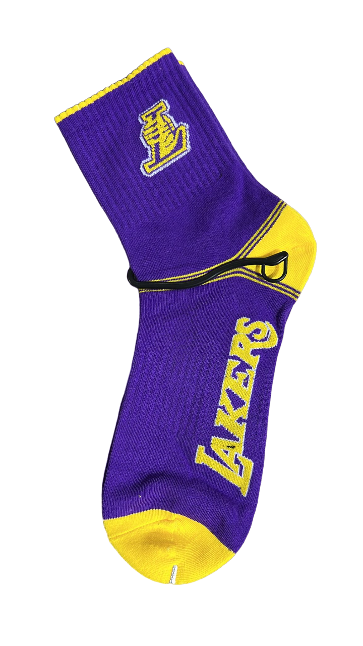 Chaussettes de basket-ball unisexes Lakers Paire simple 