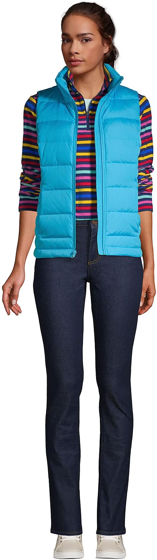 Lands' End Women's Puffer Down Vest Island Turquoise Regular