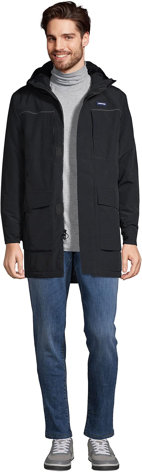 Parka Squall negra para hombre de Lands' End