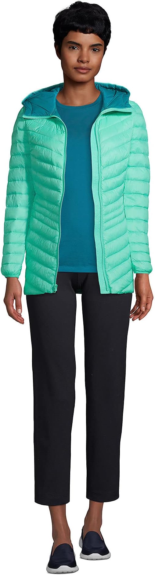 Chaqueta acolchada ultraligera plegable para mujer de Lands' End 