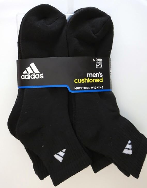 Lot de 6 paires de chaussettes rembourrées pour homme Adidas Quarter Crew 