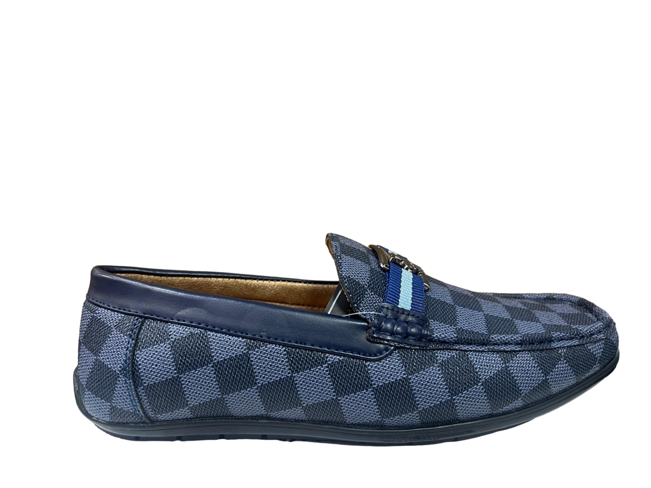 Mocassins pour hommes Beverly Hills Polo Club à carreaux bleu marine et noir