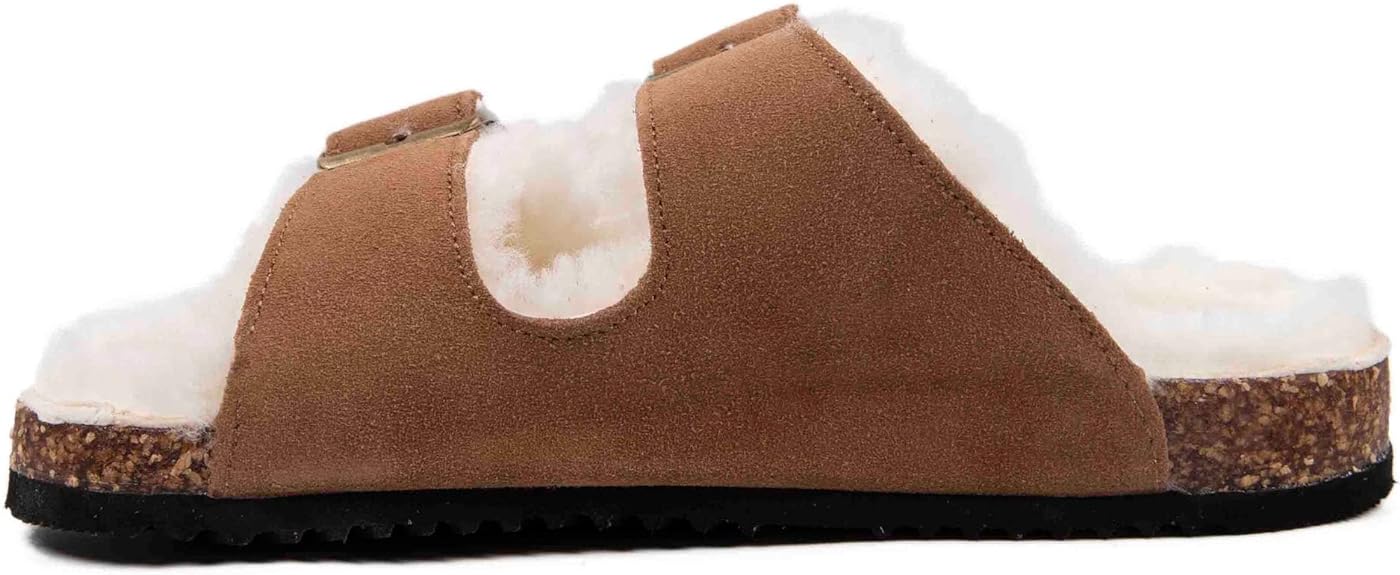 Sandalias de piel de oveja con doble tira Felicia Scuff para mujer de Cloud Nine 