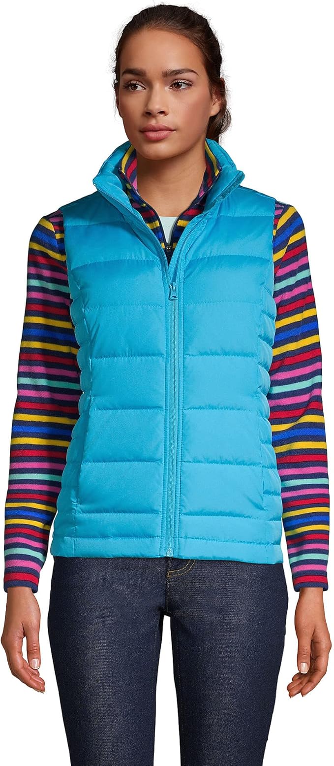 Lands' End Women's Puffer Down Vest Island Turquoise Regular