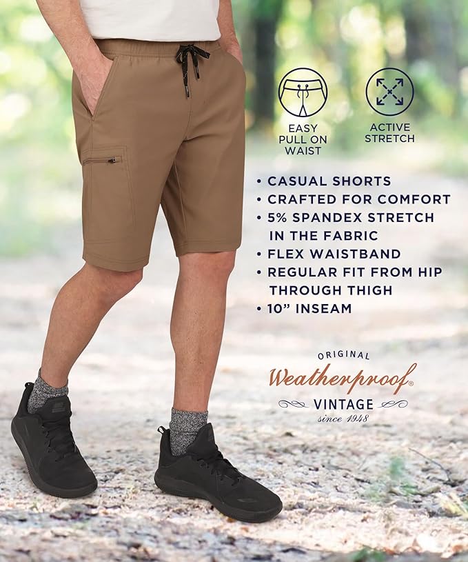 Short cargo extensible vintage résistant aux intempéries pour homme Tan 1712425