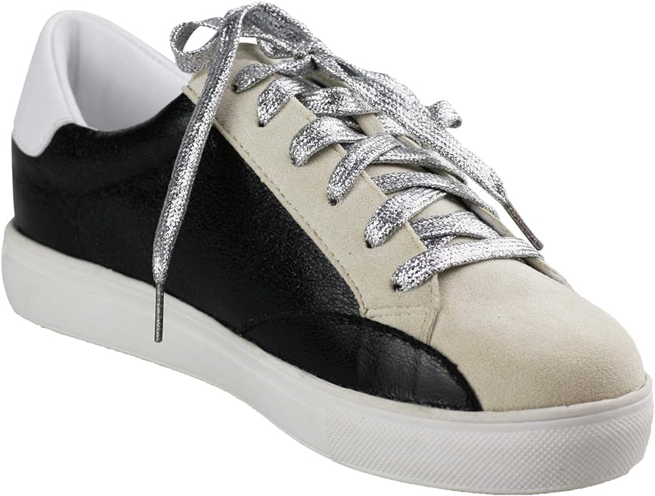 Women's Sneaker Flats Fashion Sneaker Glitter Metallic Lace Up