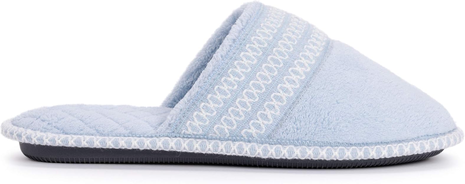 Pantuflas de chenilla micro Cathy para mujer de Muk Luks, color azul fresia