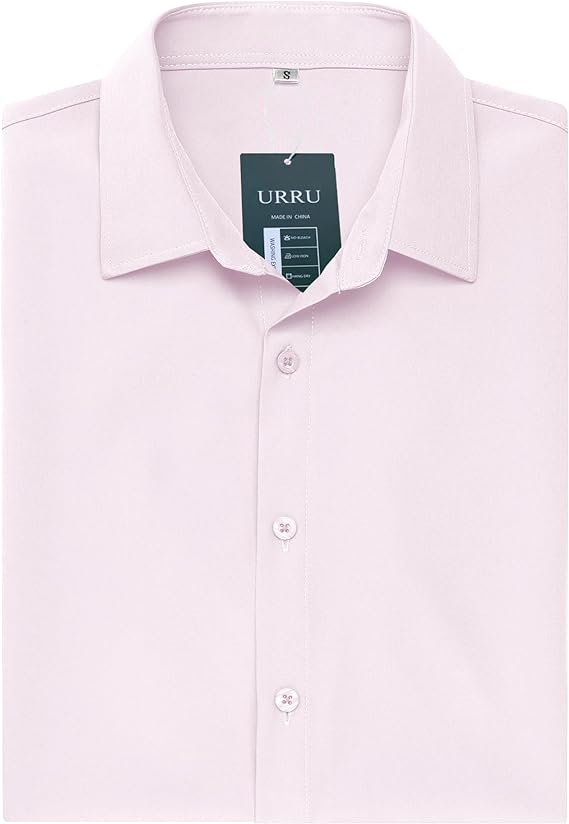 Chemises habillées moulantes pour hommes URRU Slim Fit Stretch à manches courtes