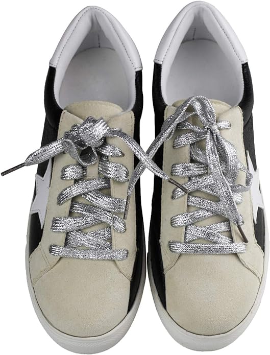 Women's Sneaker Flats Fashion Sneaker Glitter Metallic Lace Up