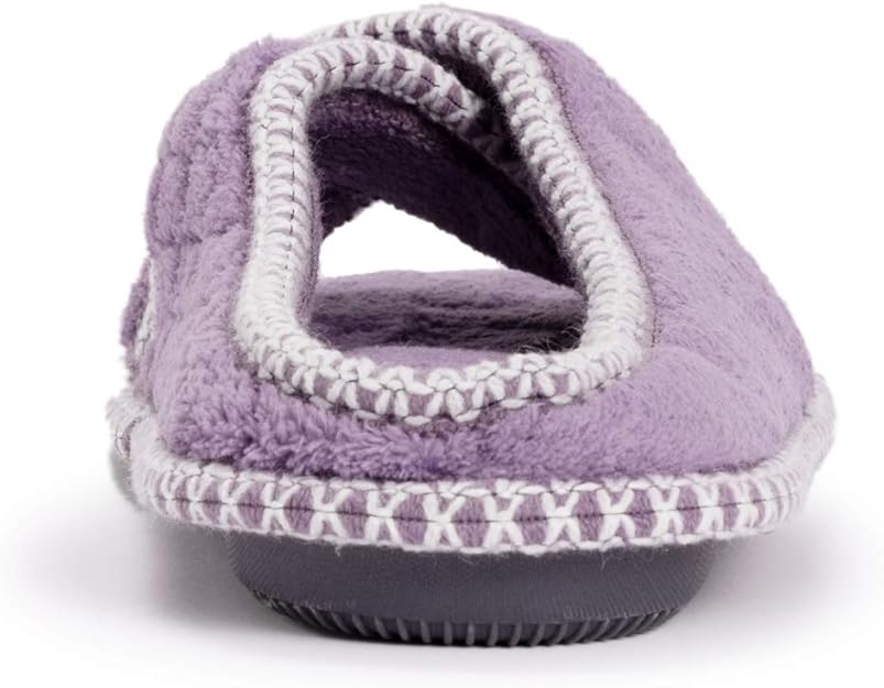 Chaussons à bande croisée en chenille Ada pour femmes de Muk Luks - Lilas Ivoire