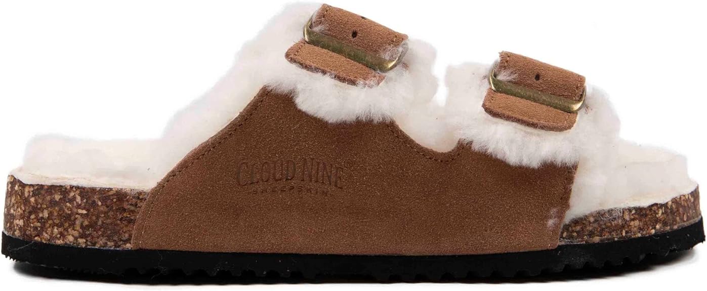 Sandalias de piel de oveja con doble tira Felicia Scuff para mujer de Cloud Nine 