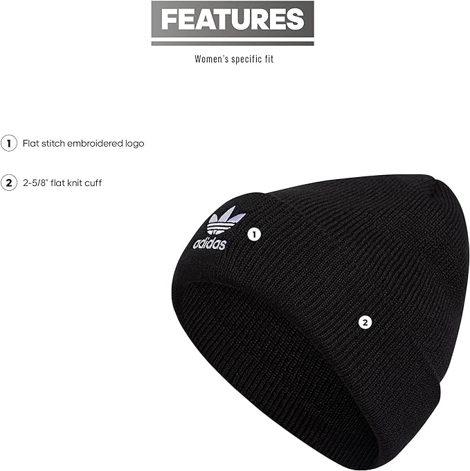 Bonnet adidas Originals Trefoil pour femme. Noir/Blanc 2. Taille unique 