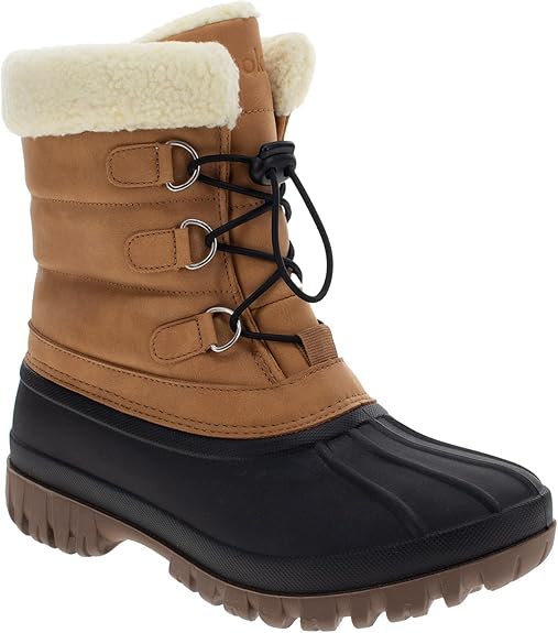 Bottes de neige mi-mollet imperméables et chaudes pour femme Chooka, doublées de peluche, marron