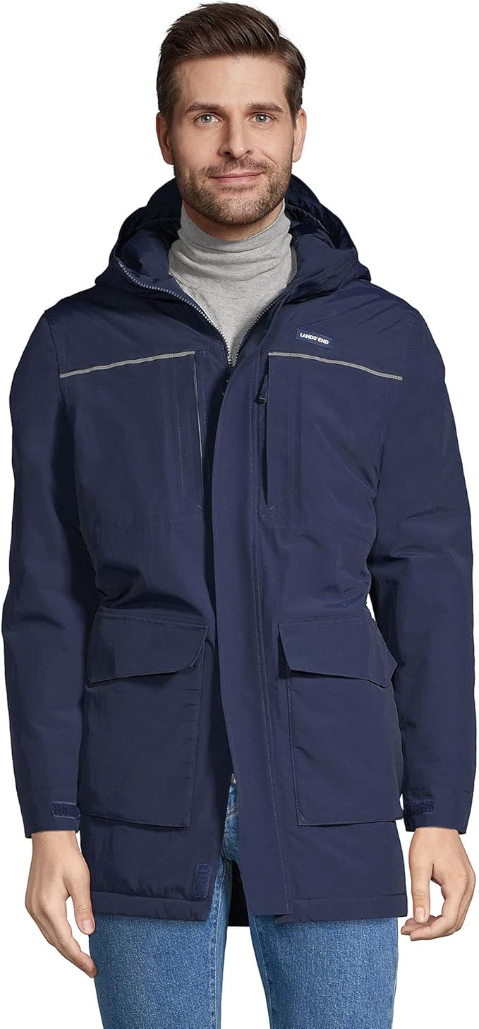 Chaqueta con capucha Squall para hombre de Lands' End, color azul marino