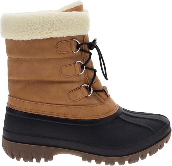 Bottes de neige mi-mollet imperméables et chaudes pour femme Chooka, doublées de peluche, marron