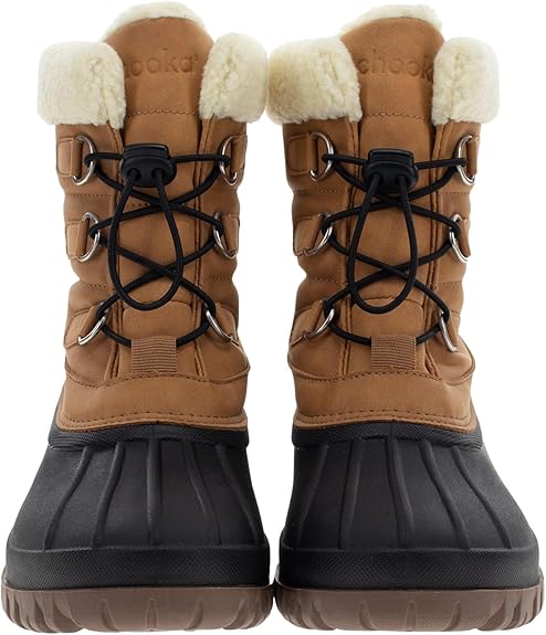 Bottes de neige mi-mollet imperméables et chaudes pour femme Chooka, doublées de peluche, marron