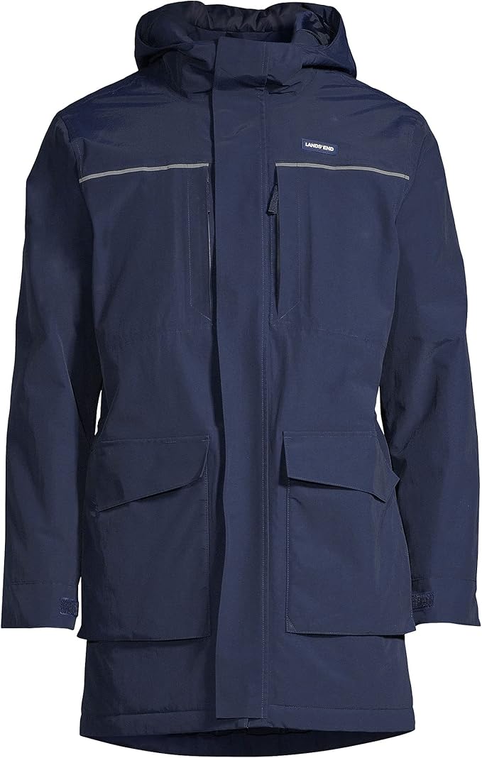 Chaqueta con capucha Squall para hombre de Lands' End, color azul marino