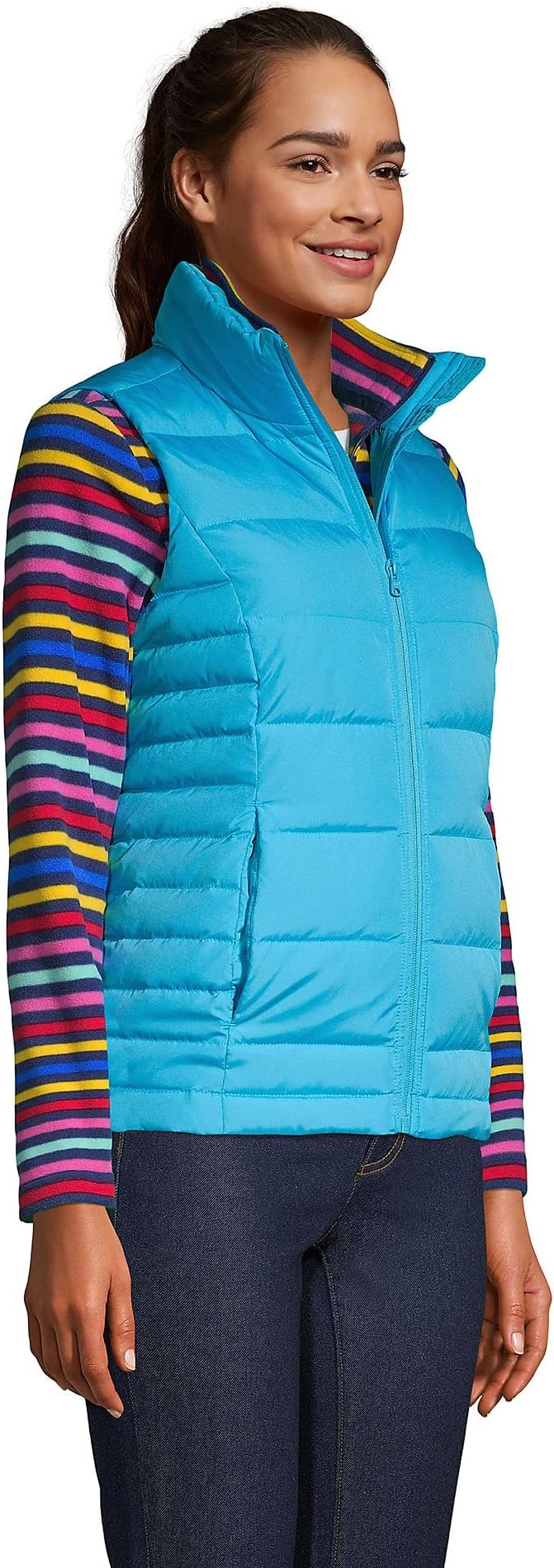 Lands' End Women's Puffer Down Vest Island Turquoise Regular