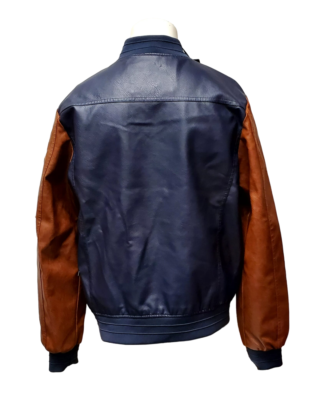 Land End Men's Leather Jacket - Navy Brown