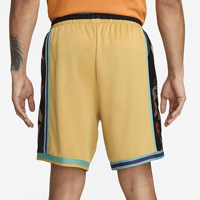 Short de basket-ball Nike Dri-FIT DNA 8 pouces pour homme (Blé doré/Bleu sarcelle délavé/Blé doré/Noir, DX0255-725