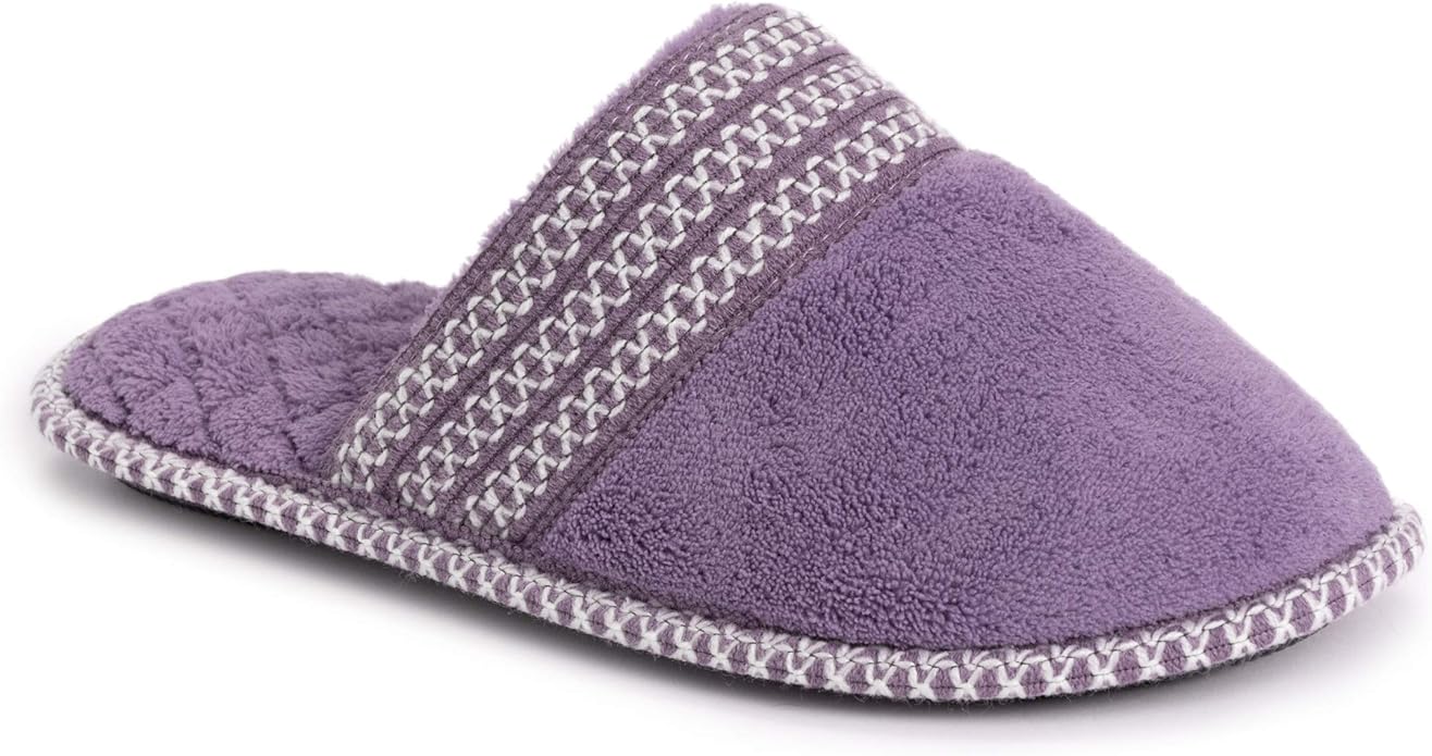 Muk Luks Women's Cathy Micro Chenille Slipper - Lilac/Ivory