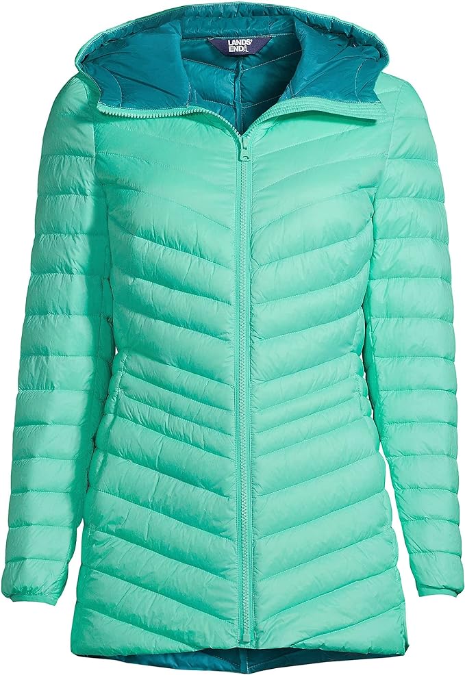 Chaqueta acolchada ultraligera plegable para mujer de Lands' End 