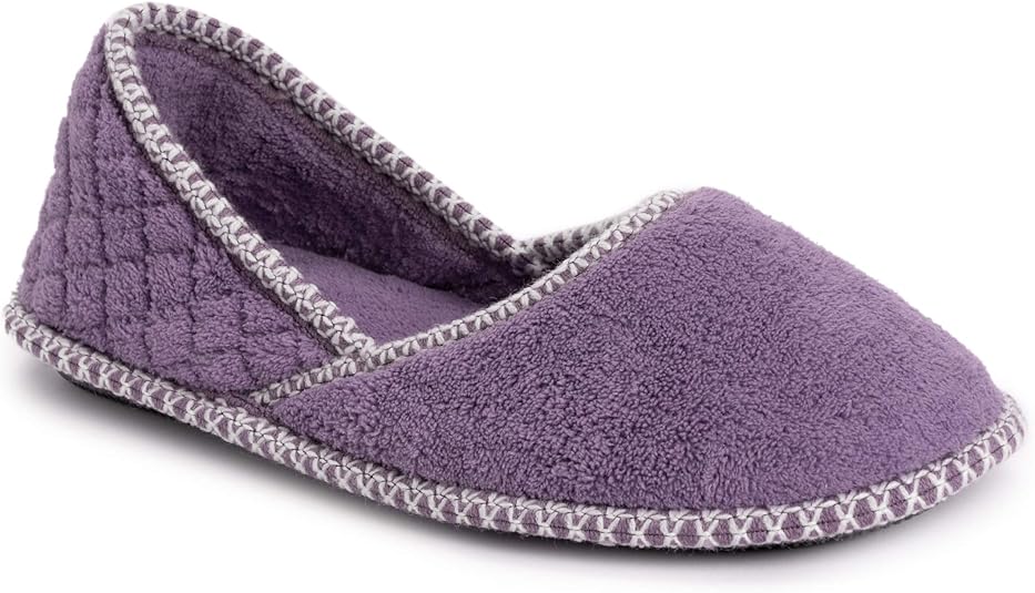 Muk Luks Women's Beverly Micro Chenille Slipper - Lilac/Ivory