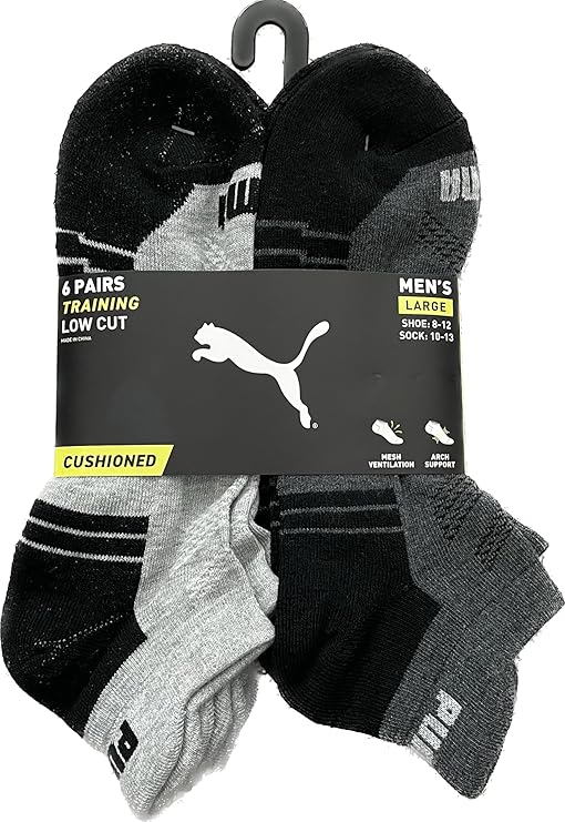 PUMA Men's 6 Pairs Low Cut Socks Shoe