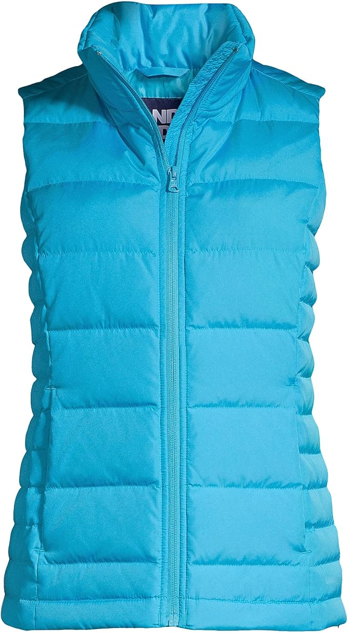 Lands' End Women's Puffer Down Vest Island Turquoise Regular