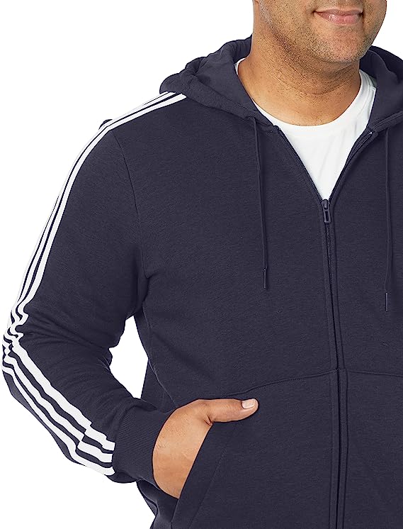 Sweat à capuche zippé à 3 bandes en polaire Essentials pour homme Adidas GK9053 