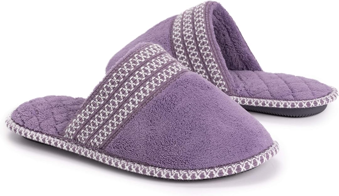 Chaussons Cathy Micro Chenille pour femmes de Muk Luks - Lilas/Ivoire