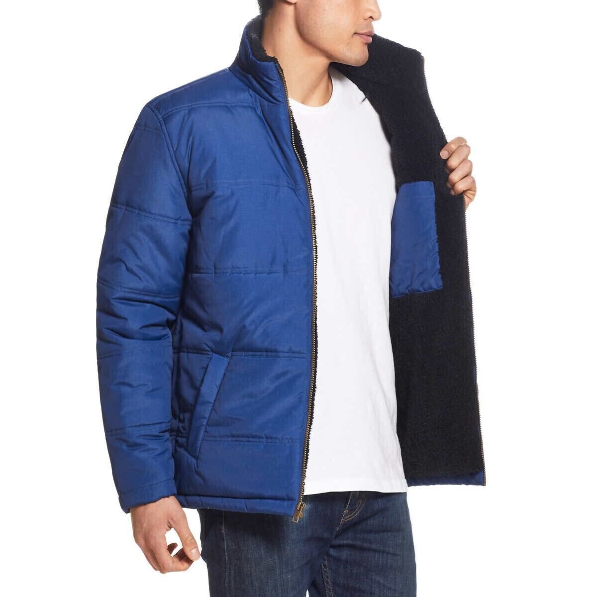 Chaqueta acolchada vintage para hombre resistente a la intemperie, sin capucha, Itm 1612508, azul