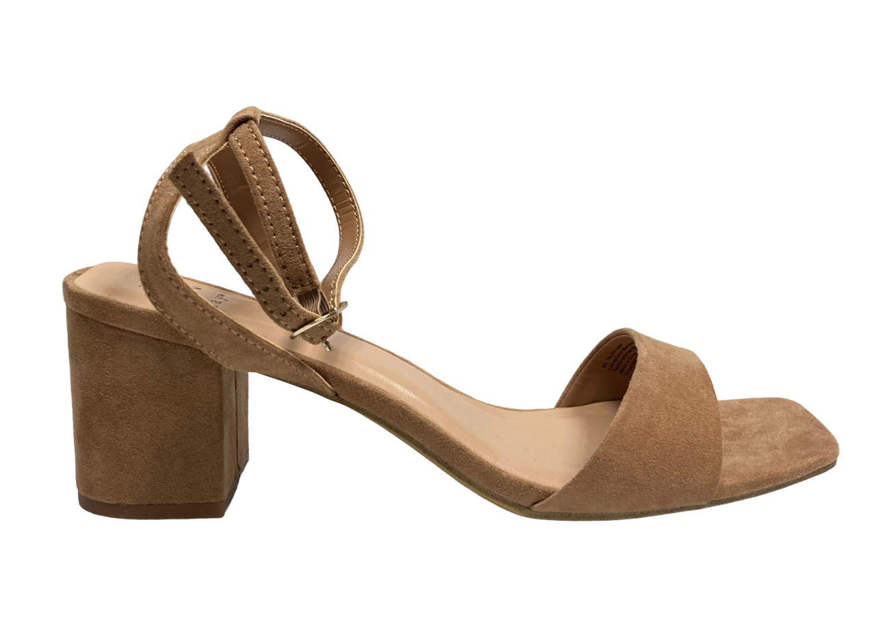 A New Day Women Square Toe Brown Beige Heels