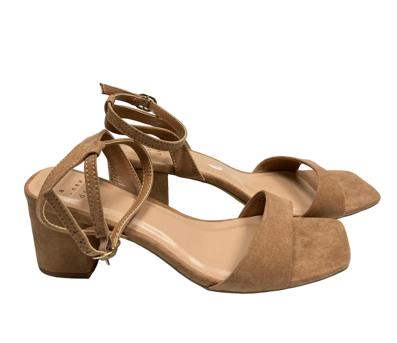 A New Day Women Square Toe Brown Beige Heels