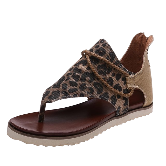 Black & Beige Leopard Sandals