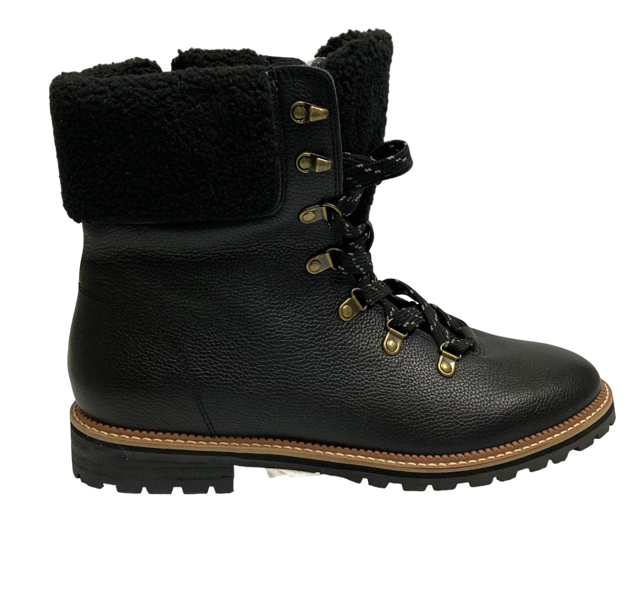 Bottes en cuir noir Lands End avec doublure en sherpa autour de la cheville