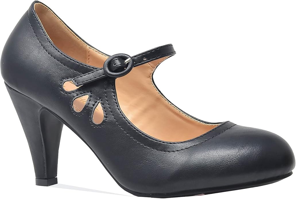 Zapatos de vestir estilo Mary Jane con punta redonda y tacón medio perforado Kimmy-21 de Chase &amp; Chloe para mujer