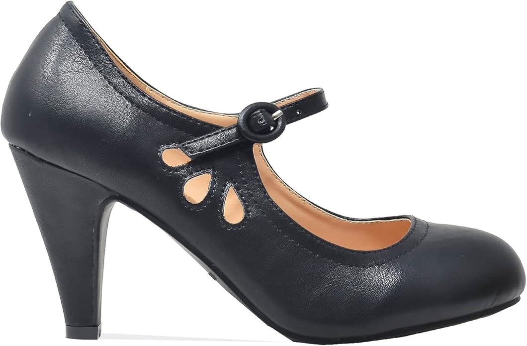 Zapatos de vestir estilo Mary Jane con punta redonda y tacón medio perforado Kimmy-21 de Chase &amp; Chloe para mujer