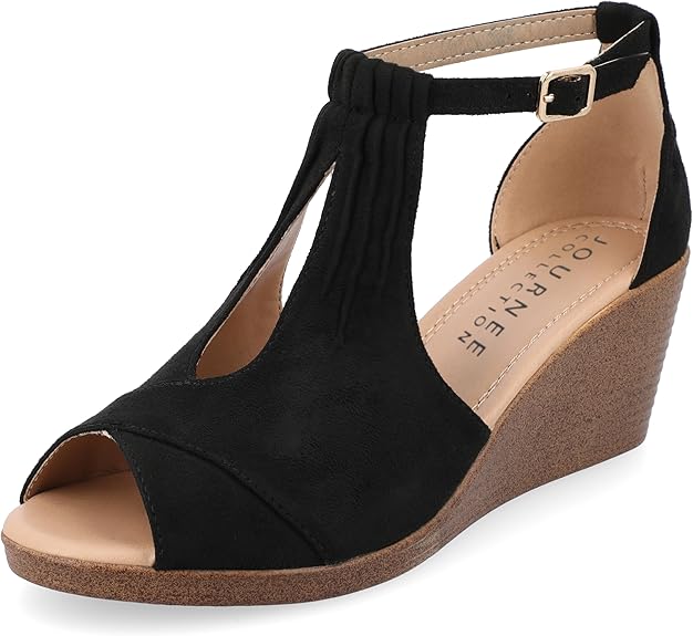 Sandalias de cuña con punta abierta y espuma Kedzie Tru Comfort para mujer de Journee 