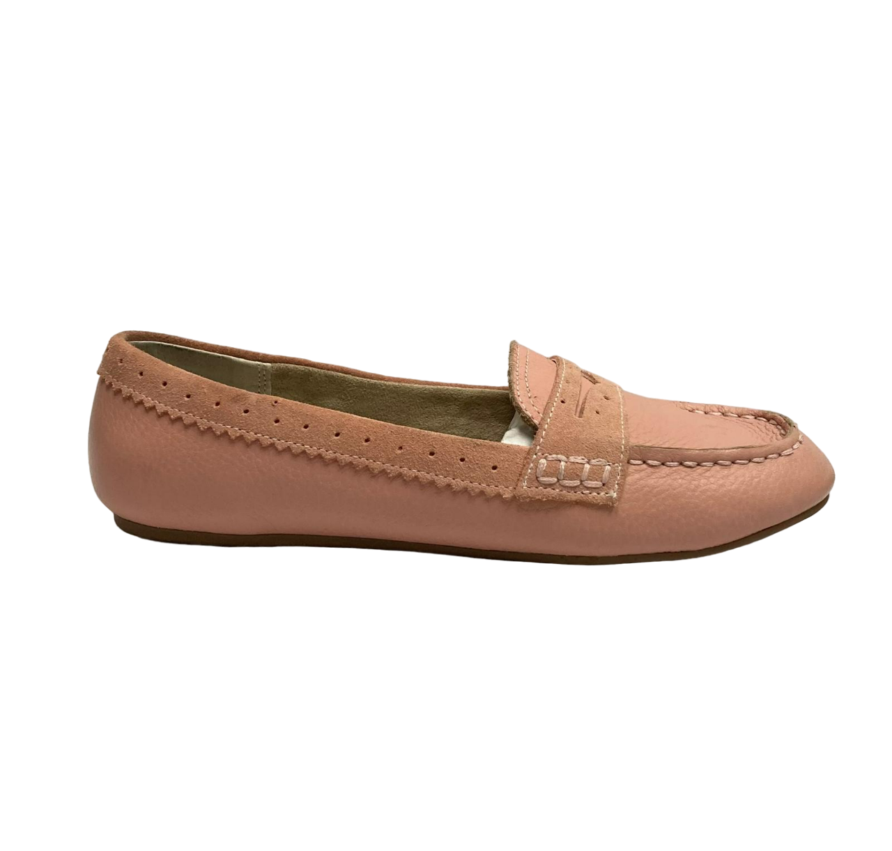 Mocasines cómodos de cuero para mujer de Lands End, color rosa cameo