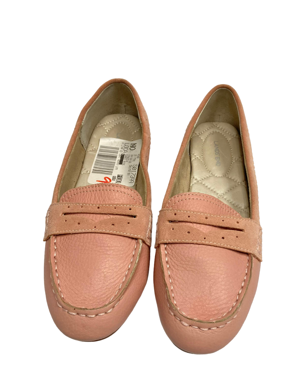 Mocassins Penny confortables en cuir pour femmes de Lands End Cameo Rose