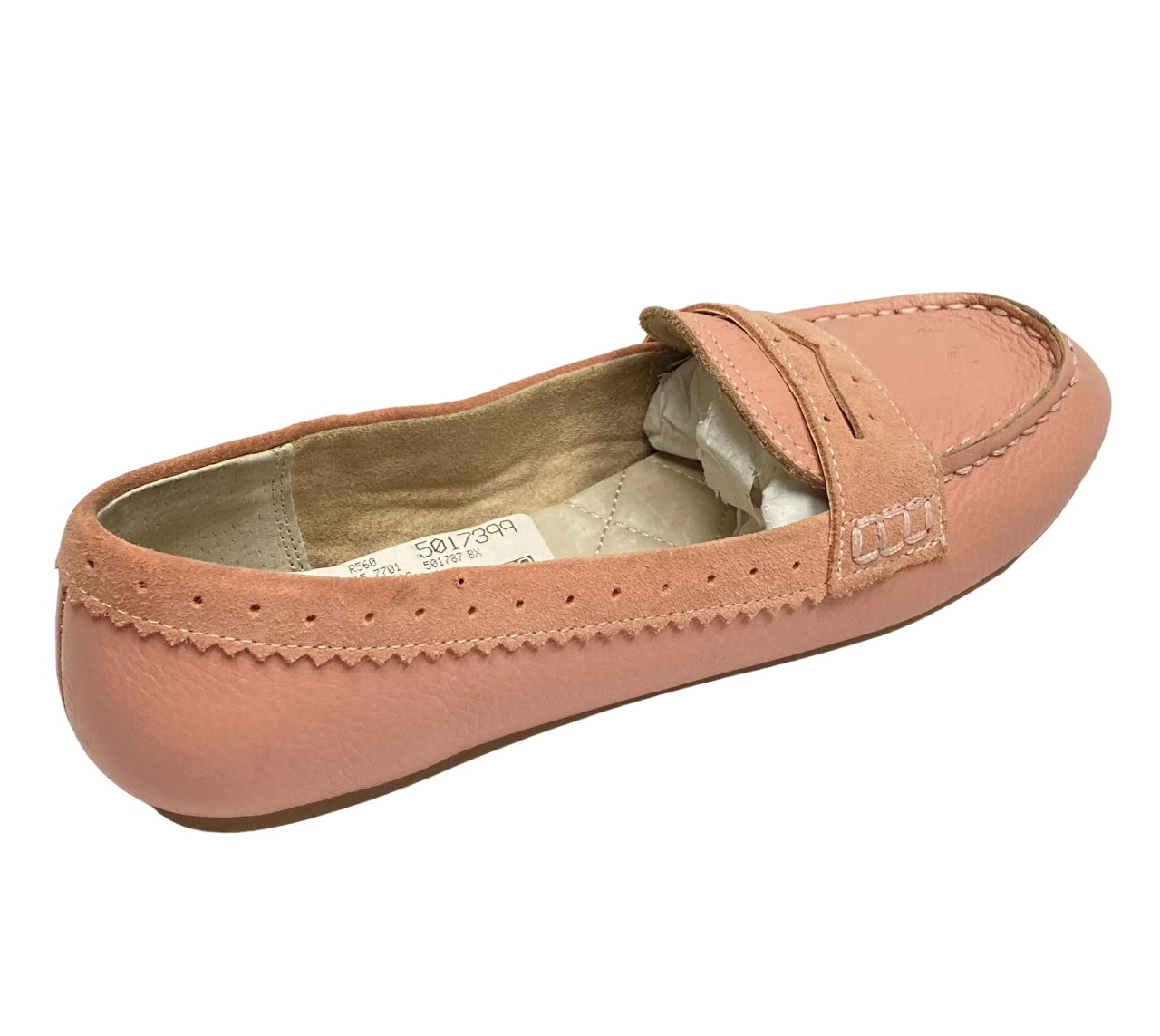 Mocasines cómodos de cuero para mujer de Lands End, color rosa cameo