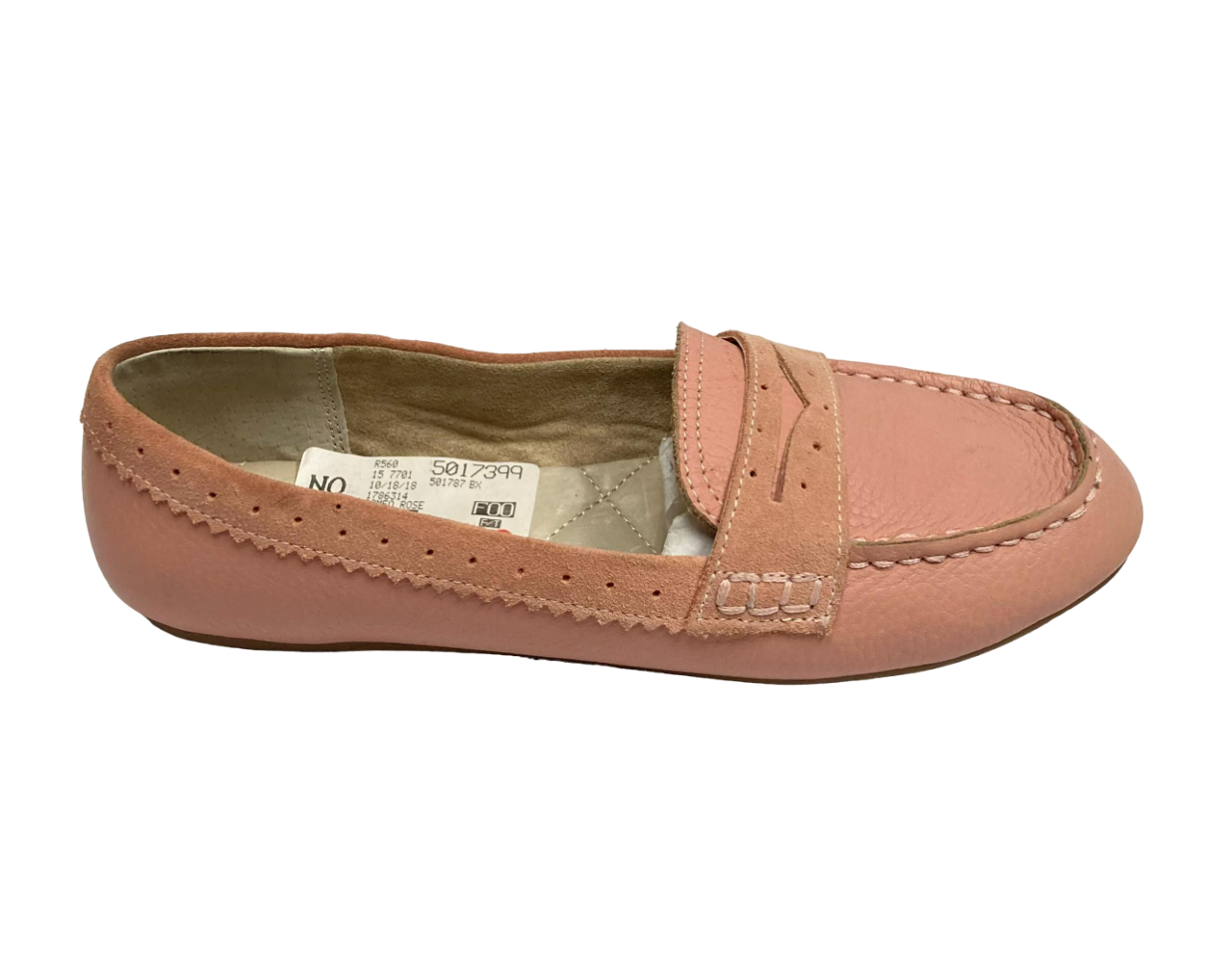 Mocassins Penny confortables en cuir pour femmes de Lands End Cameo Rose