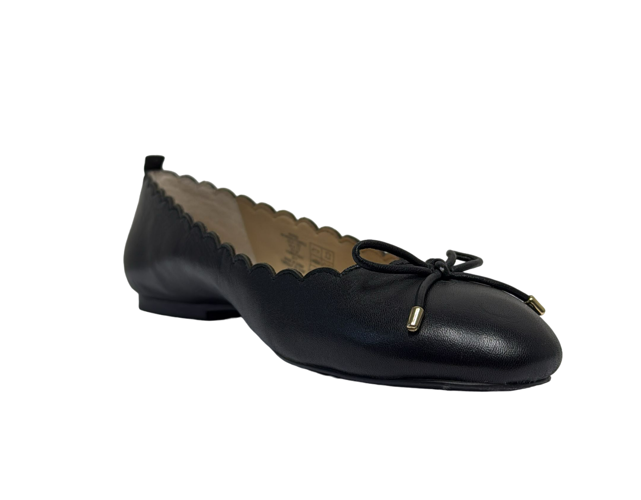 Land's End Women's Black Scalloped Edge Ballet Flats